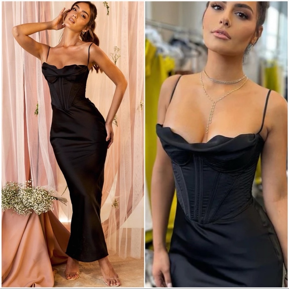 HOUSE OF CB 'Charmaine' Black Corset Maxi Dress NWOT - Picture 3 of 17